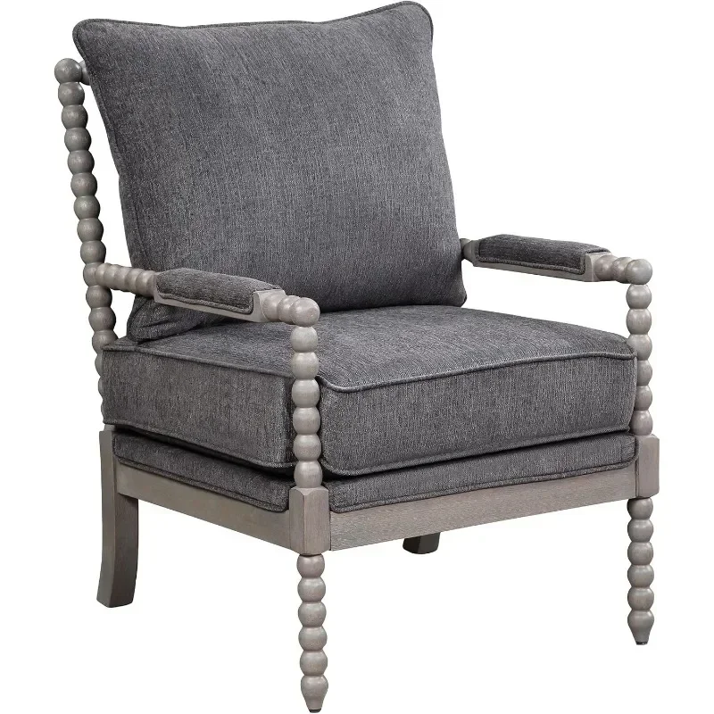 Abbott Spindle Accent Chair with Padded Spring Seat and Brushed The chair is characterized by its turned spindle detailing