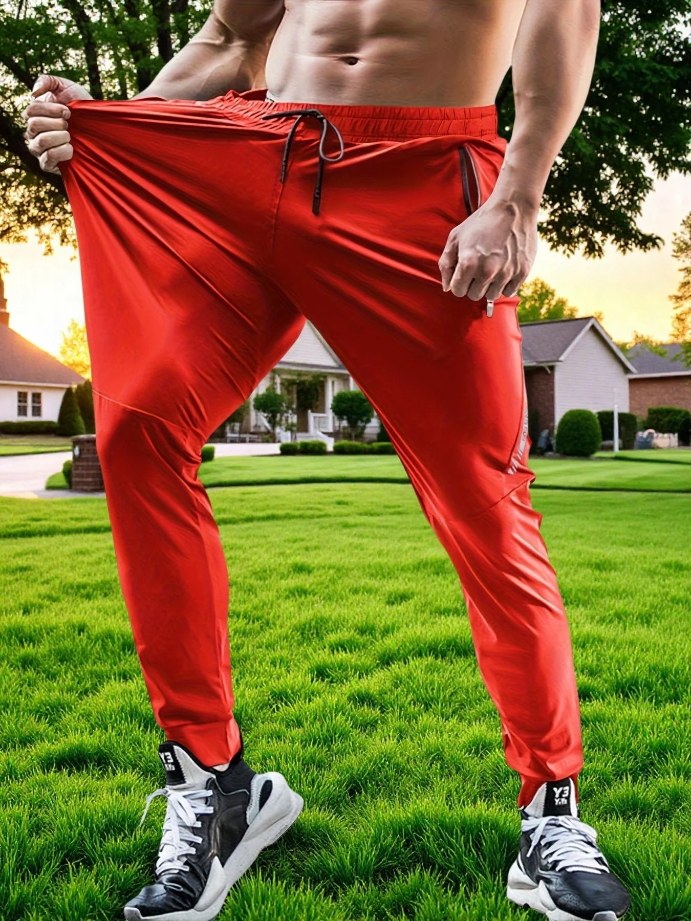 Sommerliche Outdoor-Hose aus Eisseide für Herren, dünne Freizeithose im koreanischen Stil, schnelltrocknend, elastische Beinpartie, eng anliegende Sporthose für Herren – Detail 16