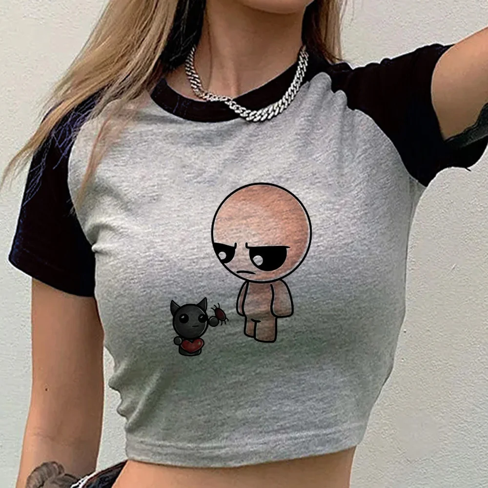 the Binding of Isaac cropped top teen emo meme dollette t shirt streetwear goth kawaii harajuku cheap