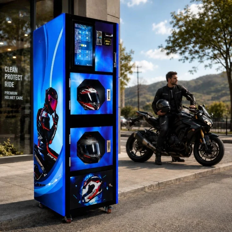 Máquina Automática de Limpieza de Cascos de Motocicleta, Limpiador en Seco, Máquina Expendedora de Sanitización y Lavado de Cascos y Zapatos