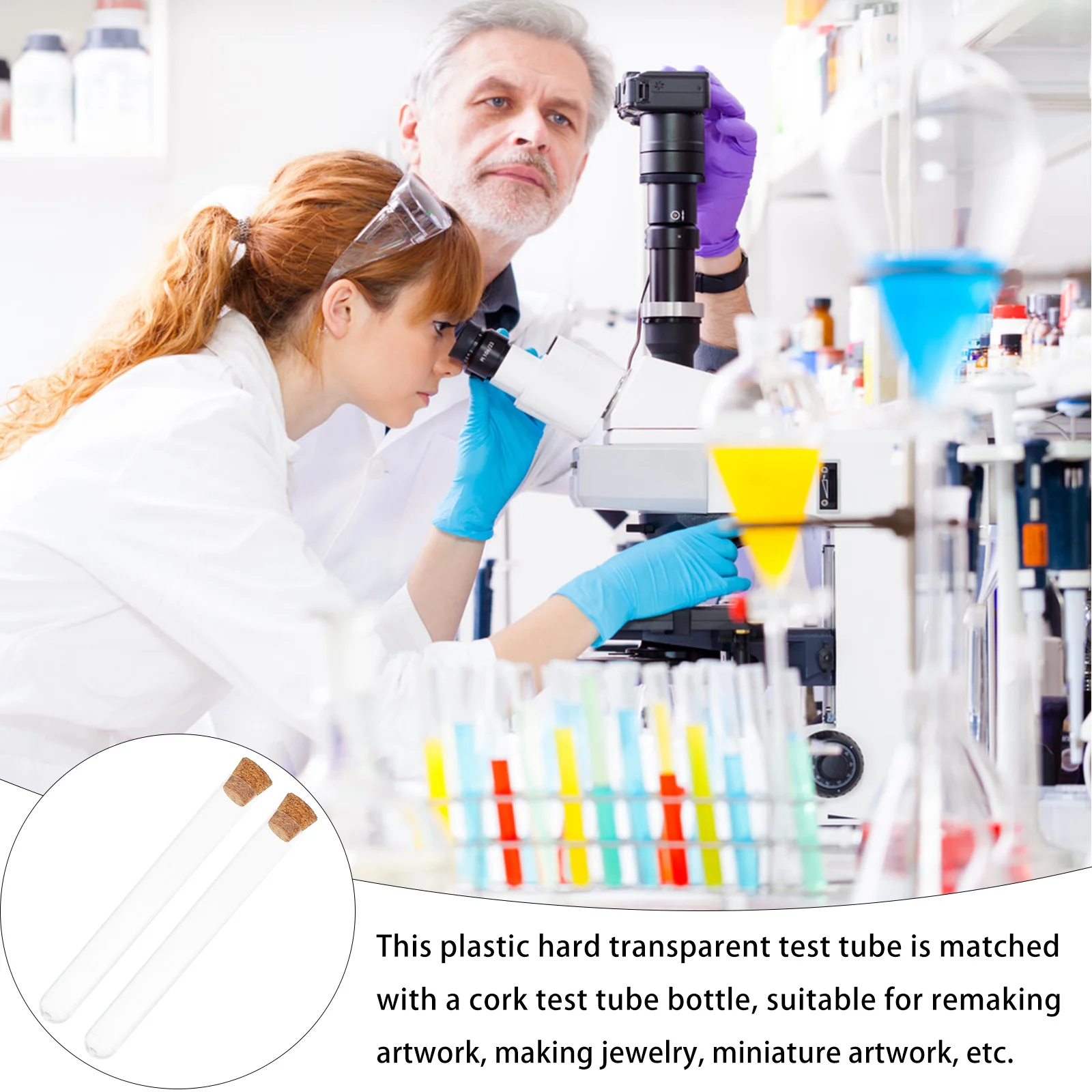 

30Pcs Clear Plastic Test Tubes with Cork Stoppers Multi-Purpose Scientific Tubes for Experiment Flower Powder Mini Beads