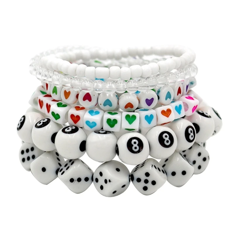 Smile Dice Star Beaded Bracelets Party Jewelry Stackable Bead Bracelets Bangle