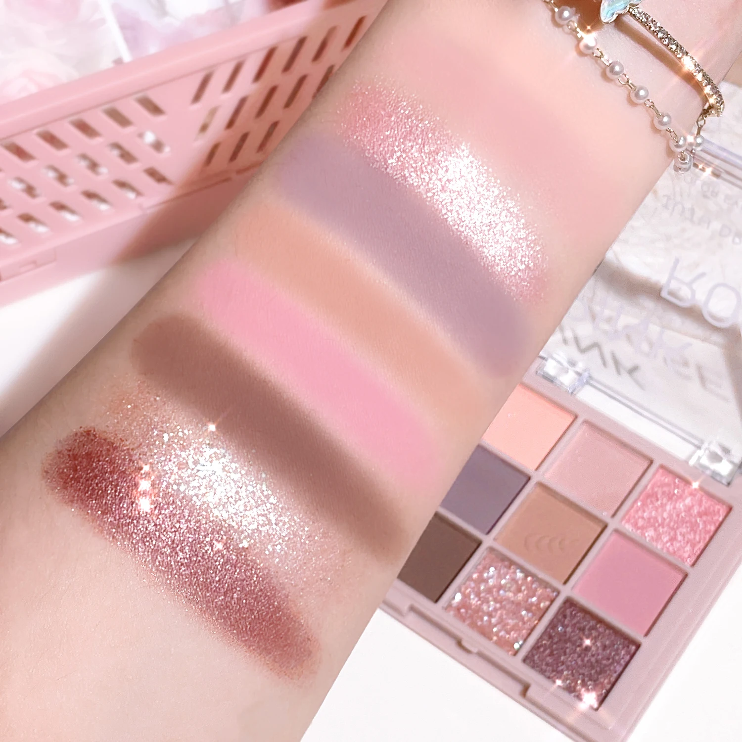 Nine-color eye shadow plate, daily pearl matte earth color, Jiugong grid eye shadow, high-quality, pure style image 4