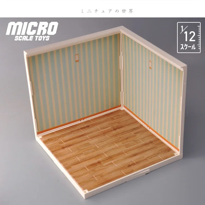 1/12 Simplified Version Dollhouse Simulation Food and Play Scene Floor Wall Scene Accessories TV Night TV Model