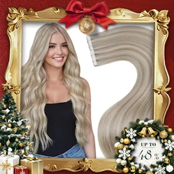 Laavoo Tape-in-Extensions aus Echthaar, brasilianische Verlängerung aus echtem Echthaar, gerade Remy-Naturhaar-Tape-in-Extensions, 20P und 40P