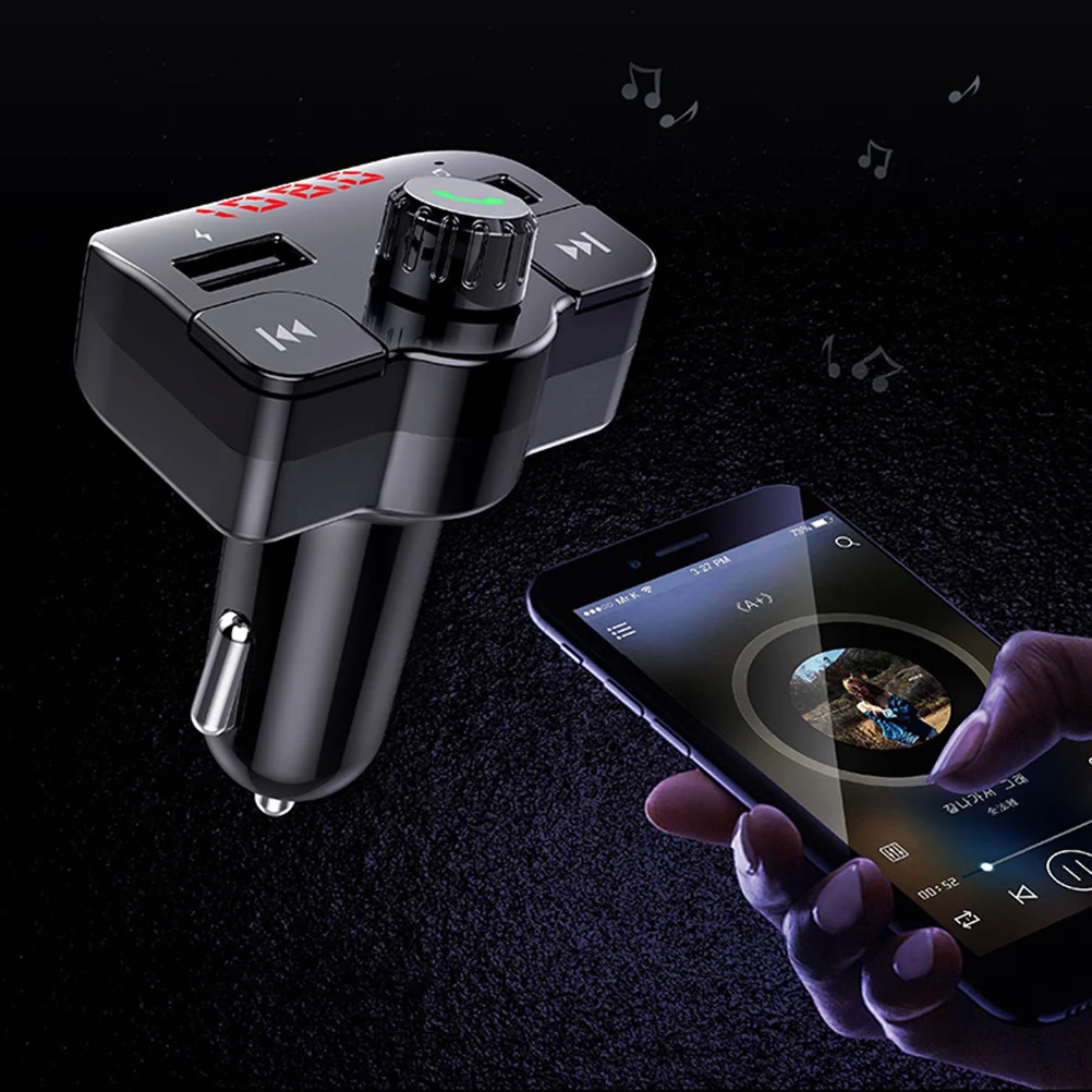 Transmisor Fm de música, lector de tarjetas Usb Dual, pantalla de voltaje, luz Led roja, reproductor Fm para coche, música automática, 1 ud.
