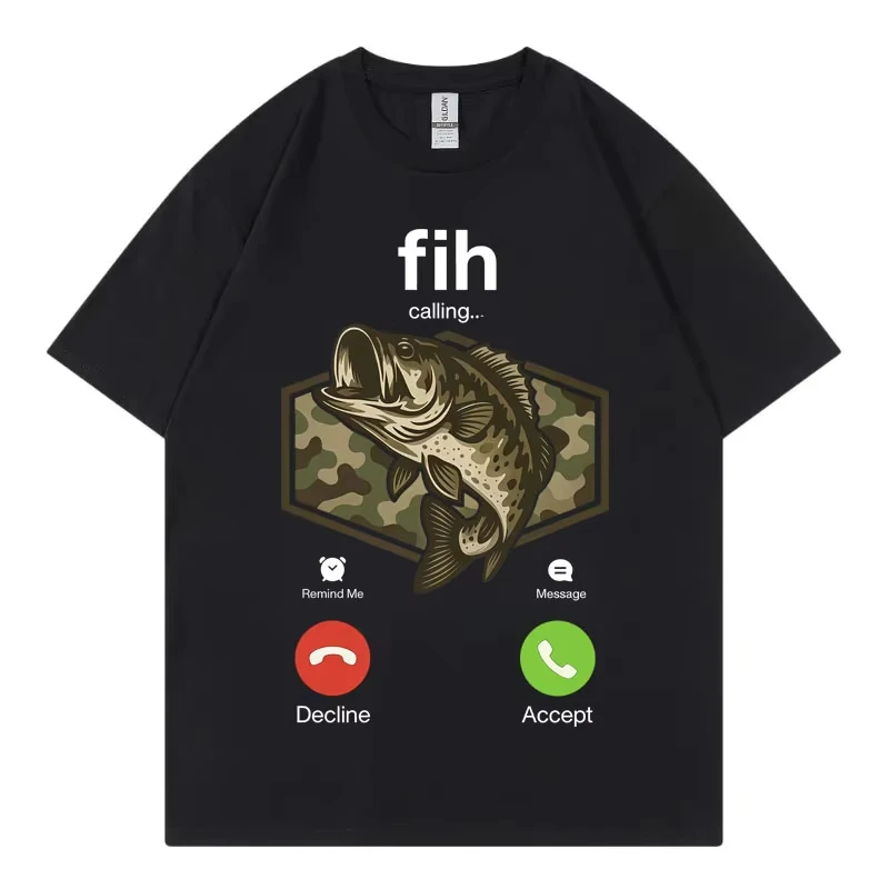 

Fih Calling Camo Funny Meme T-shirt Casual Fashion Short Sleeve T-shirts Men Women Clothing Oversized Cotton T Shirt Oversized