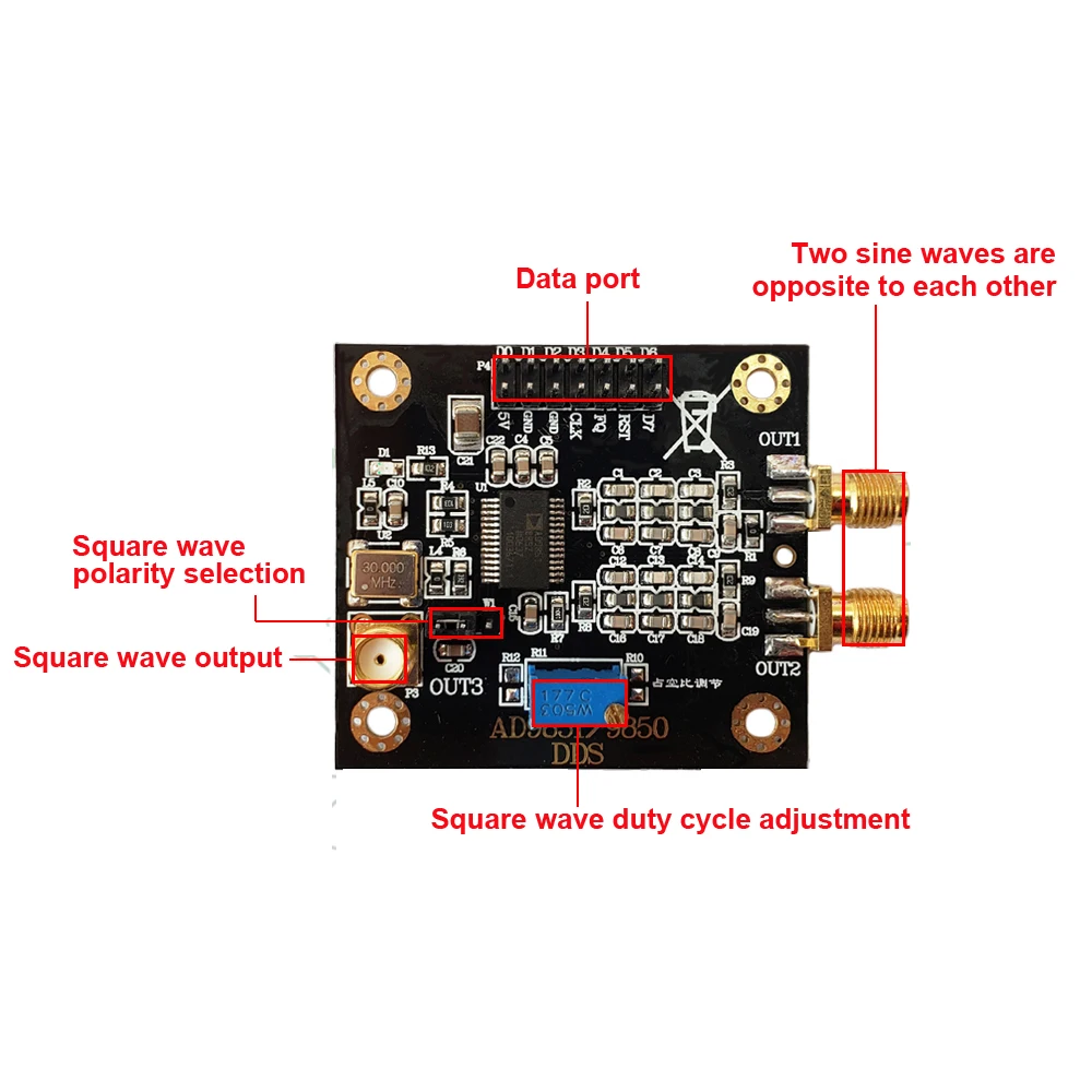 AD9851 Module DDS Function Signal Generator Sending Program Compatible with AD9850 Module Simplified Version Digital Synthesis