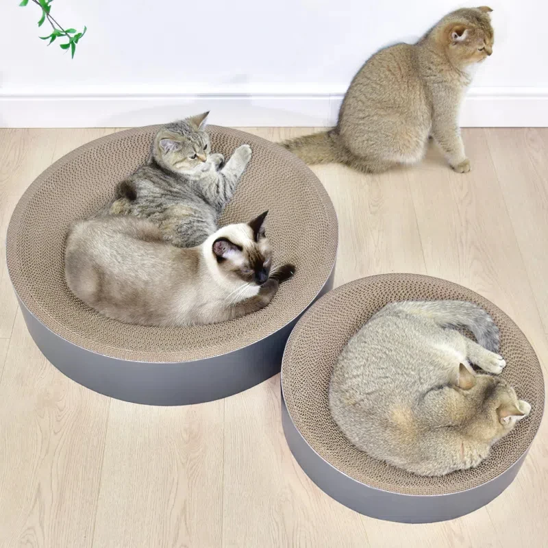 Cardboard Cat Scratch Bed cat scratcher for Indoor Cats Oval Round Shape cat bed Kitty Scratching Pad