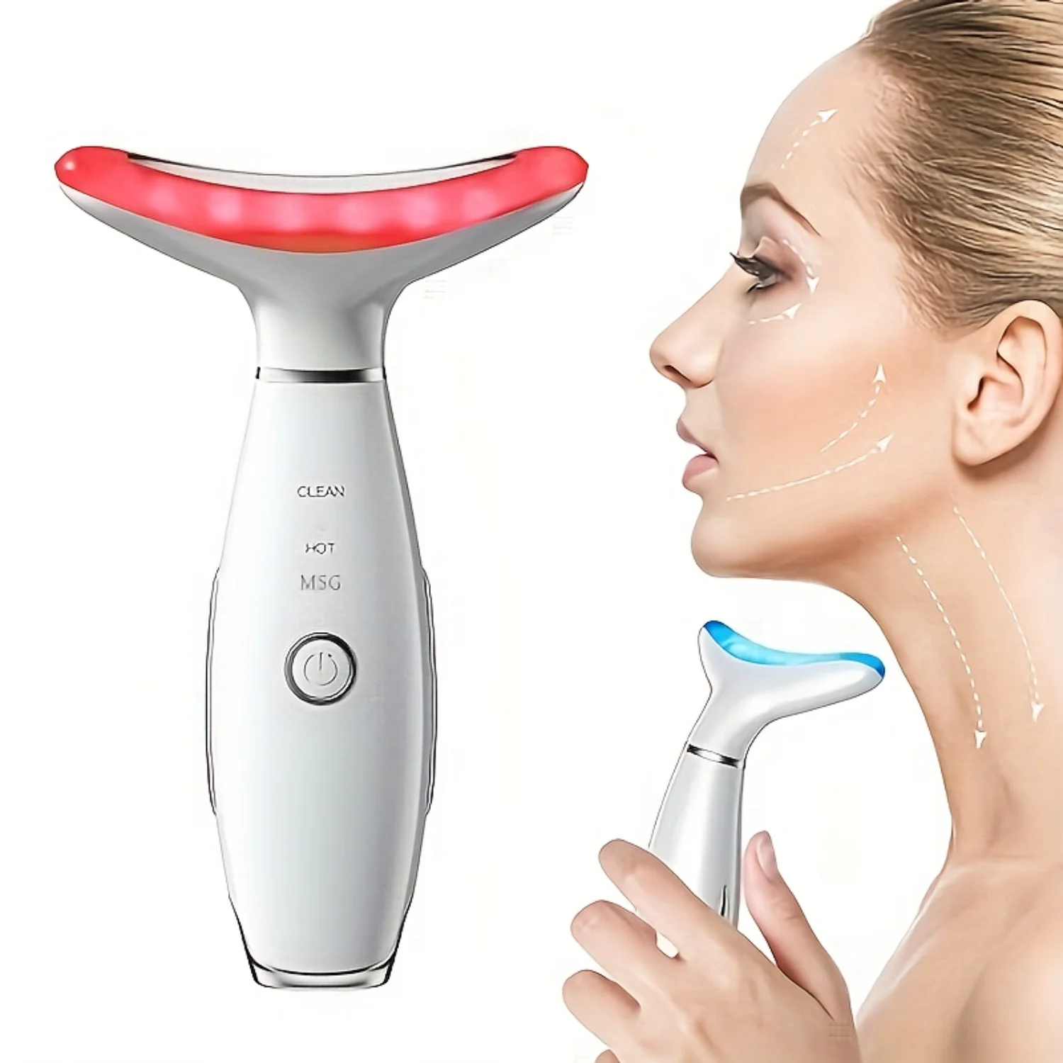 

Radiant Rejuvenation Massager - Tri-Color LED & Heated Facial Neck Therapy - Comprehensive Skin Care for Women - Ultimate Relaxa