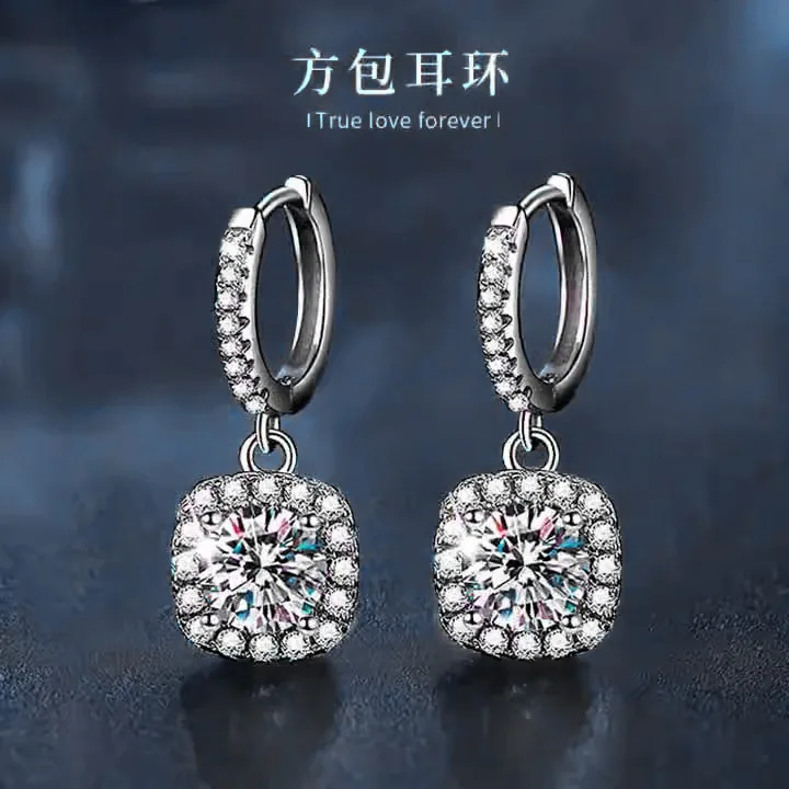 

Серебряные украшения S925, классические длинные серьги с инкрустацией из муассанита, квадратные серьги для женщин, легкая роскошь, высококачественное качество.