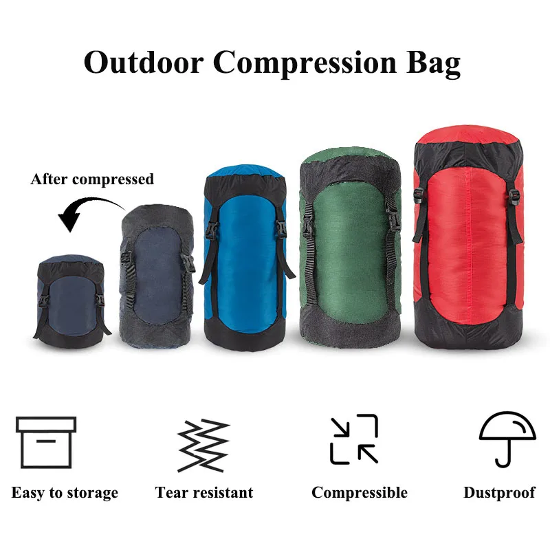 Outdoor Waterproof Sleeping Bag Compression Stuff Sack Camping Storage Compression Bag Sack for Backpacking Travel Hiking