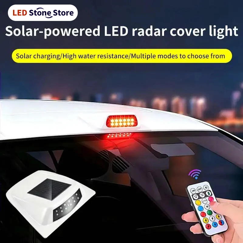 

Solar-powered LED car roof LiDAR decorative cover light anti-collision warning strobe navigation light modification universal