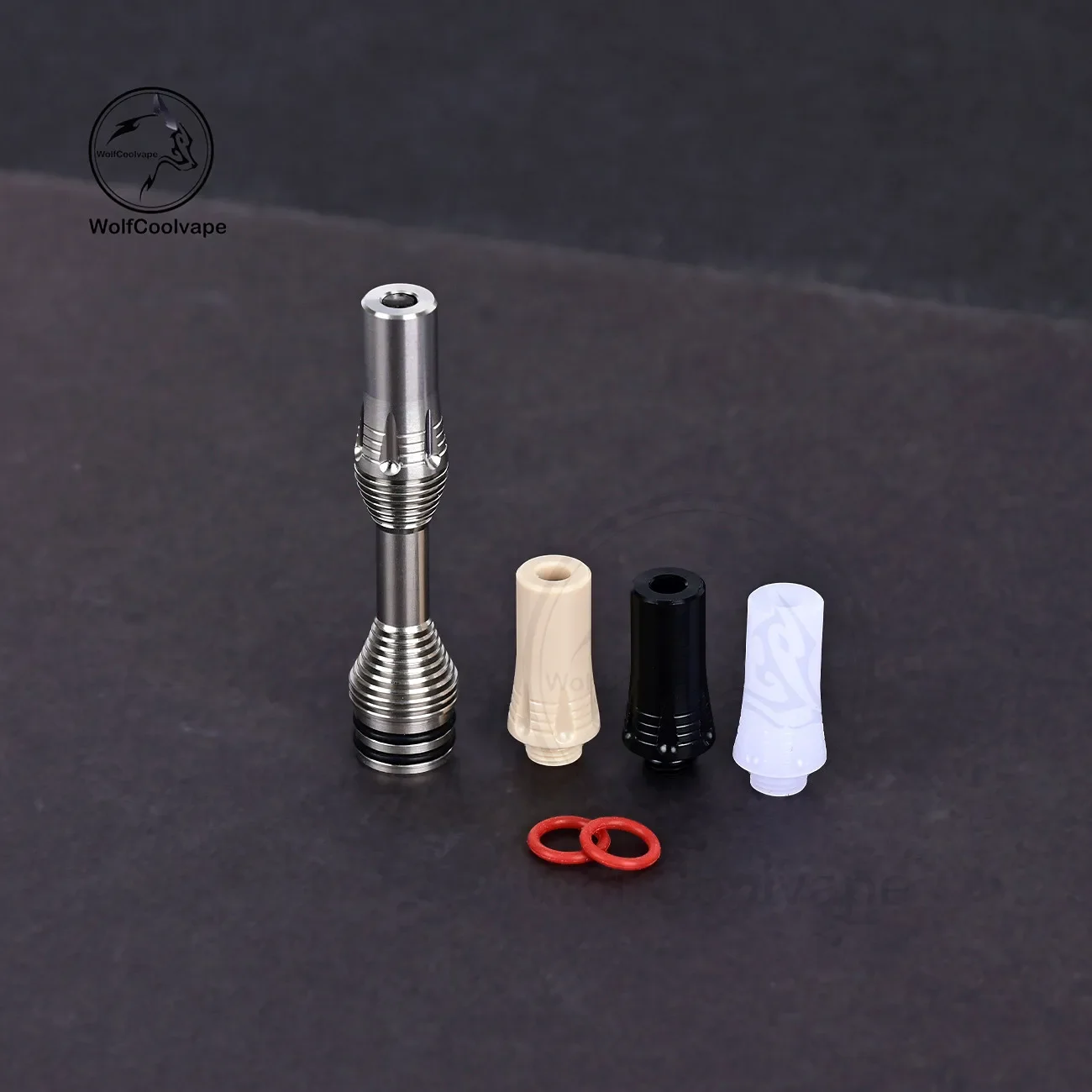 wolfcoolvape 510 MTL Drip Tip 415 Tombo Giri Zetsuichimon Style Silver SS Fit RTA RDA Vape Atomizer Mouthpiece Accessory