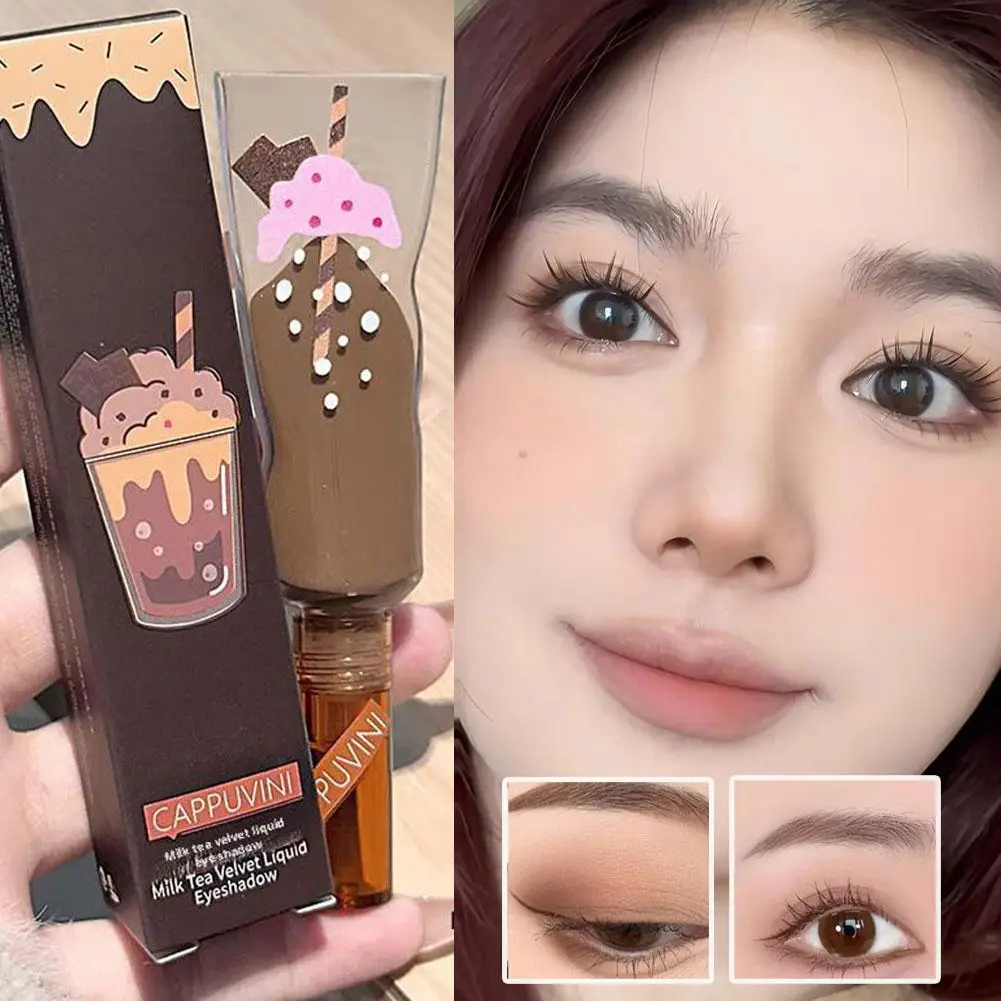 كابوفيني الحليب الشاي المخملية السائل عينيه أحادية اللون الخد طويلة الأمد ماتي ماكياج ماكياج عينيه الحليب عيون الطبيعية Co X0M8