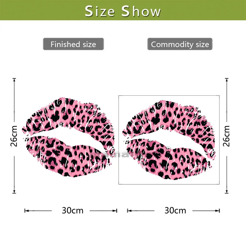 Sexy Red Lip Wall Sticker Removable Waterproof Self-Adhesive Leopard Print