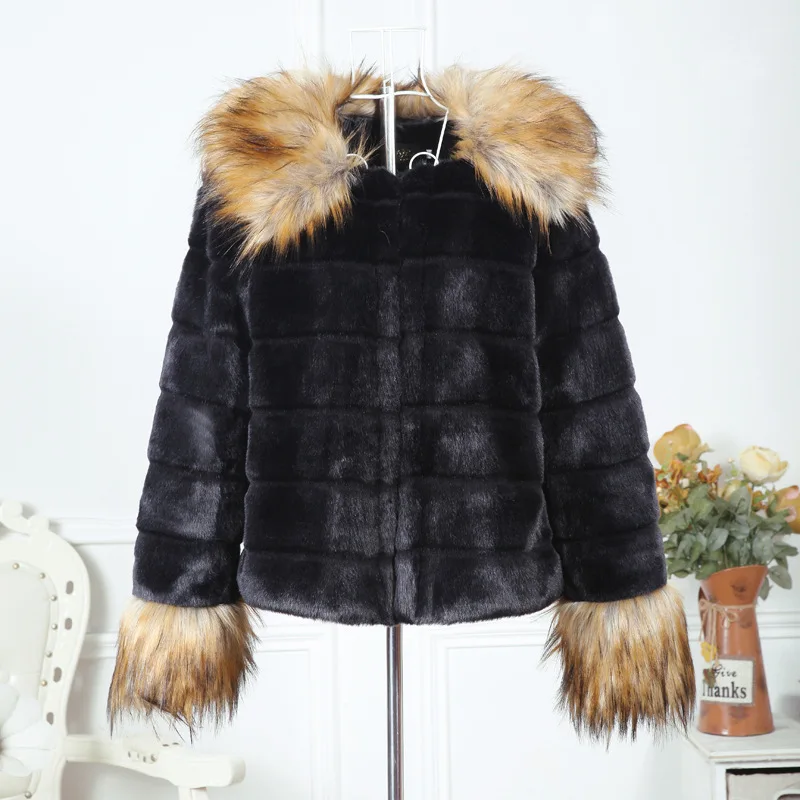 

Korean Version of Autumn and Winter Fur Korean Version of Slim Short Raccoon Fur Collar Rabbit Fur Coat Fur