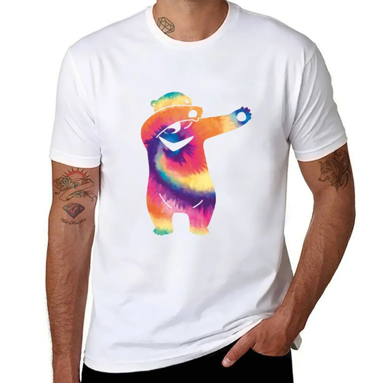 

Dab Bear tie dye T-Shirt t shirts cotton 100% anime tshirt T-Shirt