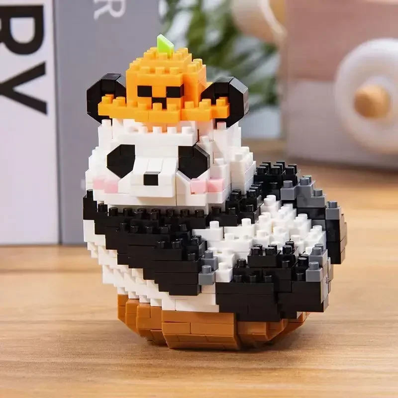 Chinese giant panda flower and cute orchid small particle assembly block toy puzzle gift for boys and girls