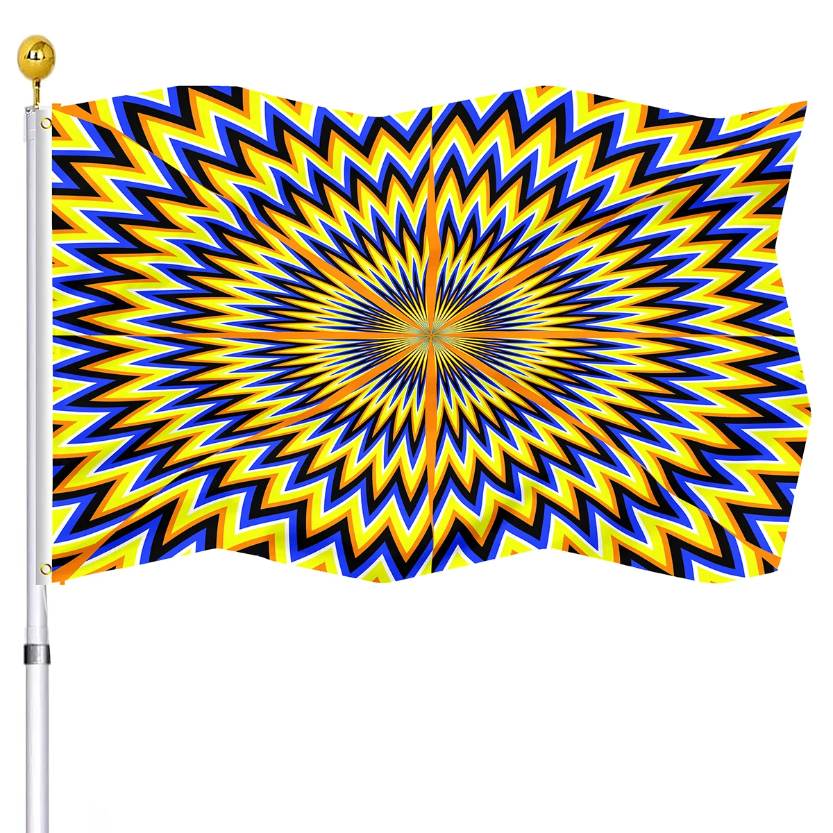 Psychedelic Flag Vivid Color Yellow Blue Double Stitched Optical Illusion Flags with Brass Grommets Dorm Indoor Outdoor Decor