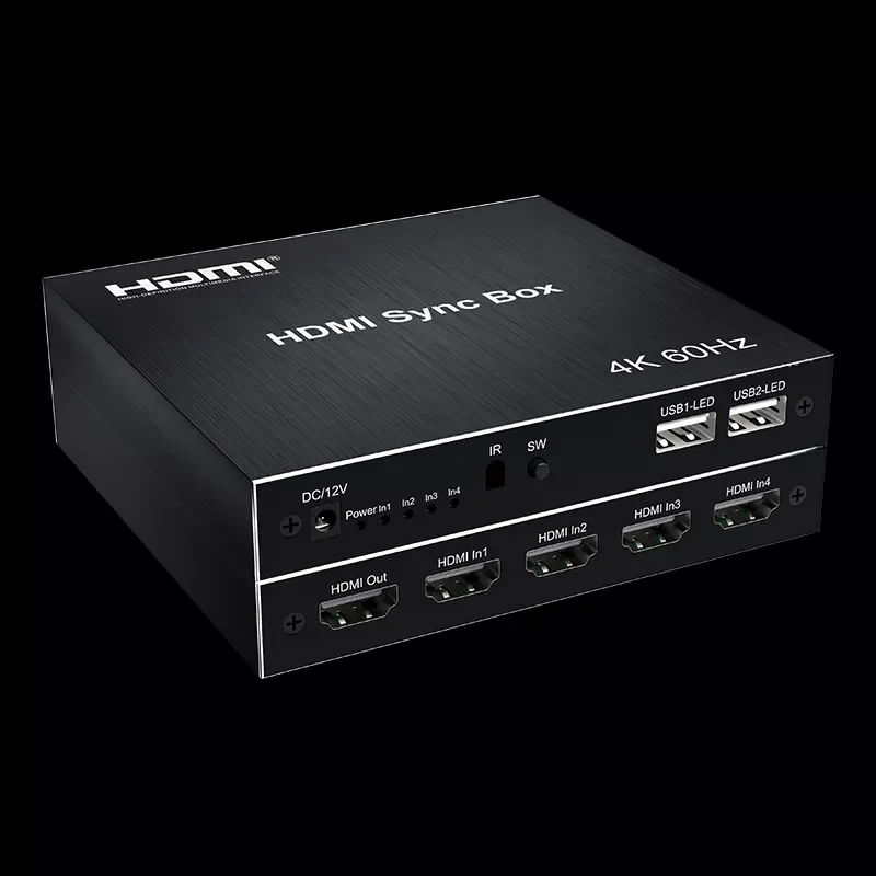 4K @ 60Hz Light Usb czarny Hdmi przełącznik Sync Box 4x1 HDMI lampa wideo synchronizator