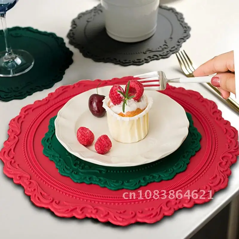 Silicone Lace Placemat Kitchen Tablemat Oil Resistant Heat Insulation Non-Slip Coaster Bowl Pads Home Washable Cup Mat 12/23/35