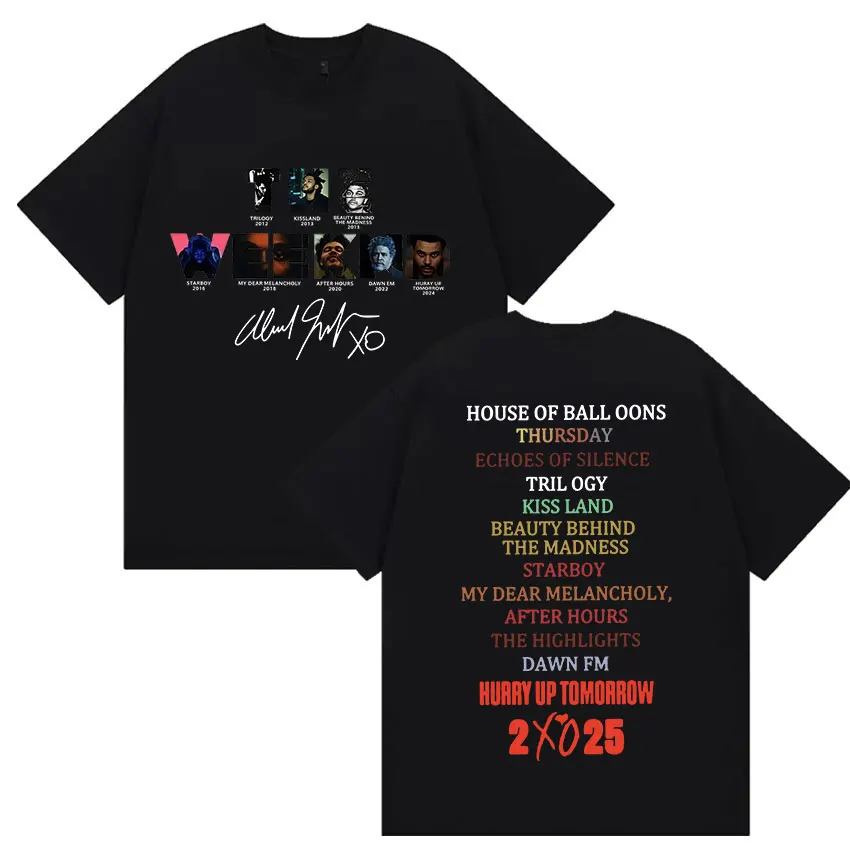 

Лимитированная футболка The Weeknd Hurry Up Tomorrow Album 2025, мужская и женская модная хлопковая футболка в стиле хип-хоп с коротким рукавом, уличная одежда