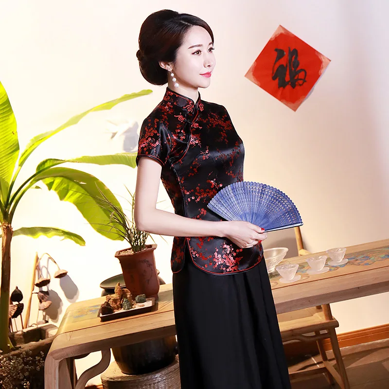 Spring and Summer New Short Cheongsam Tops Women's Daily Improved Retro Banquet Mom Wear