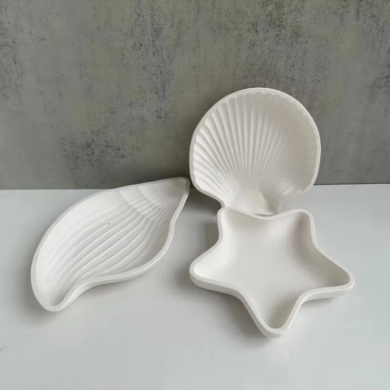 Shell Conch Starfish Tray Silicone Mold DIY Marine Organism Coaster Gypsum Resin Molds Jewelry Storage Box Mould Home Decor Gift