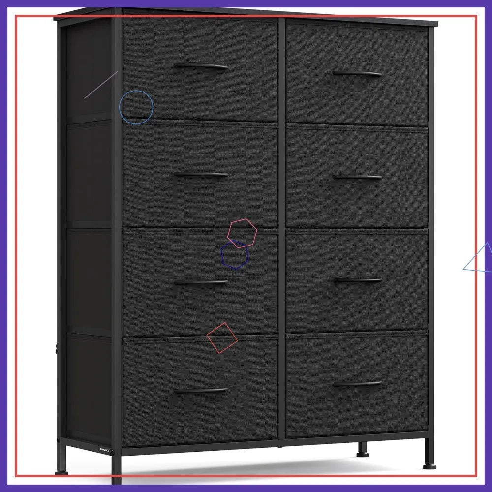 

Современный тканевый комод с 8 ящиками, стальной каркасом, регулируемыми ножками и комплектом защиты от опрокидывания для хранения в спальне