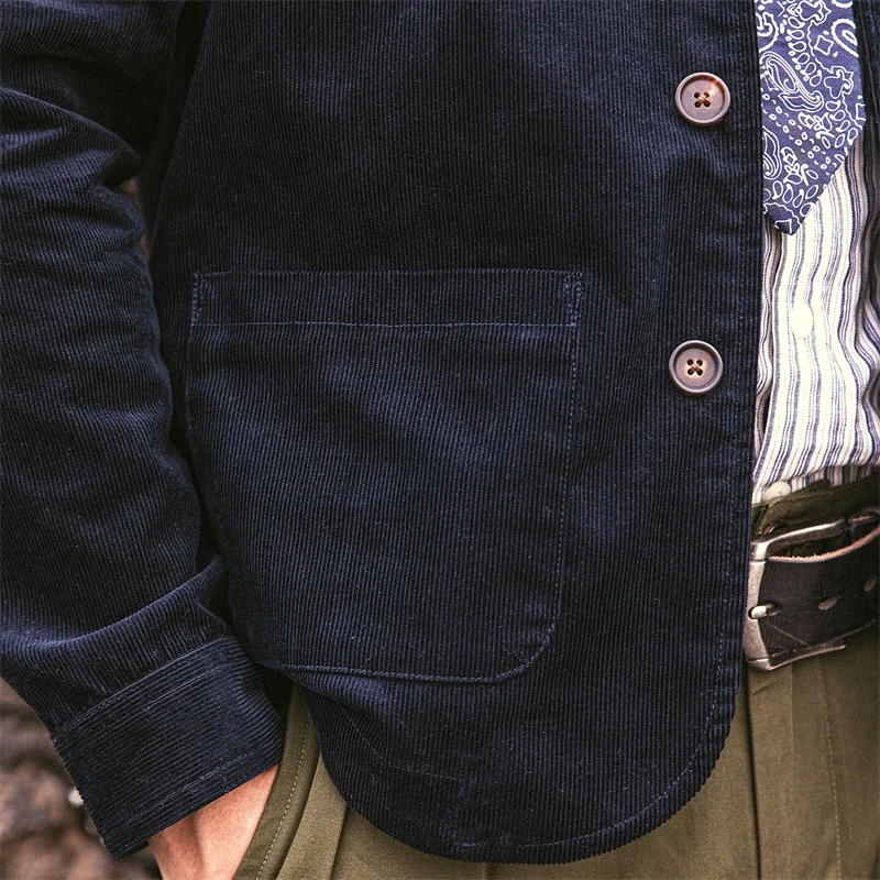 Red Tornado Spring Corduroy Jacket Indigo Retro French Workwear Men Hunting Coat