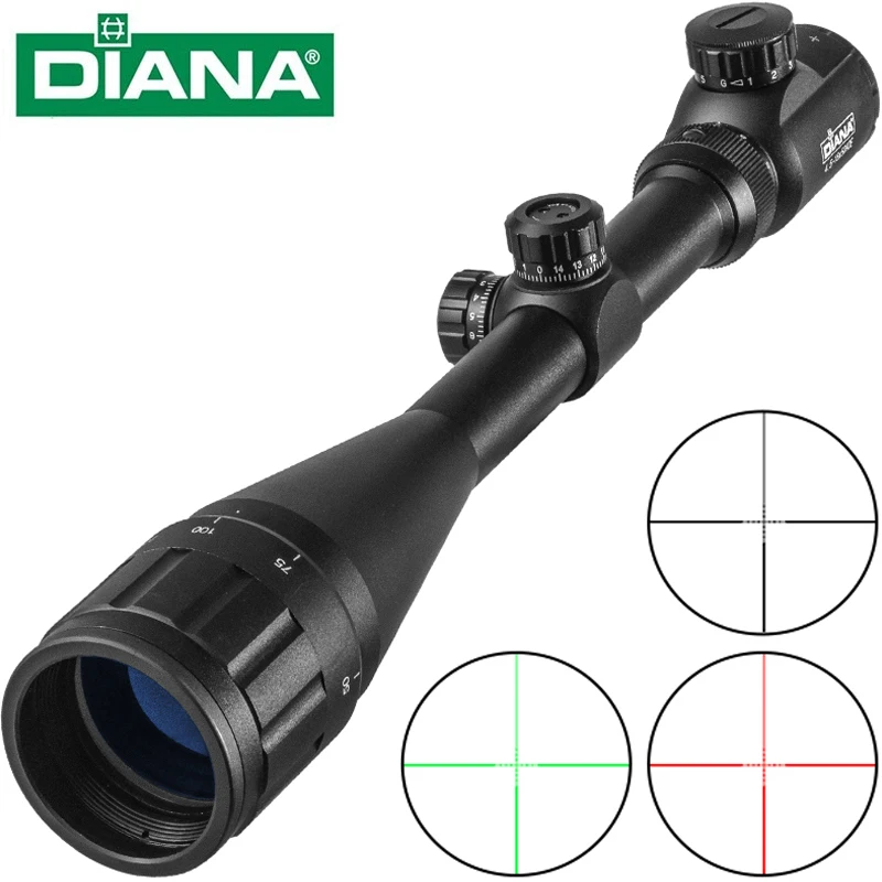 DIANA 4.5-18X50 AOE Tactical Green Red Dot Cross Optic Riflescope Hunting Rifle Scope Sniper Airsoft Air Guns