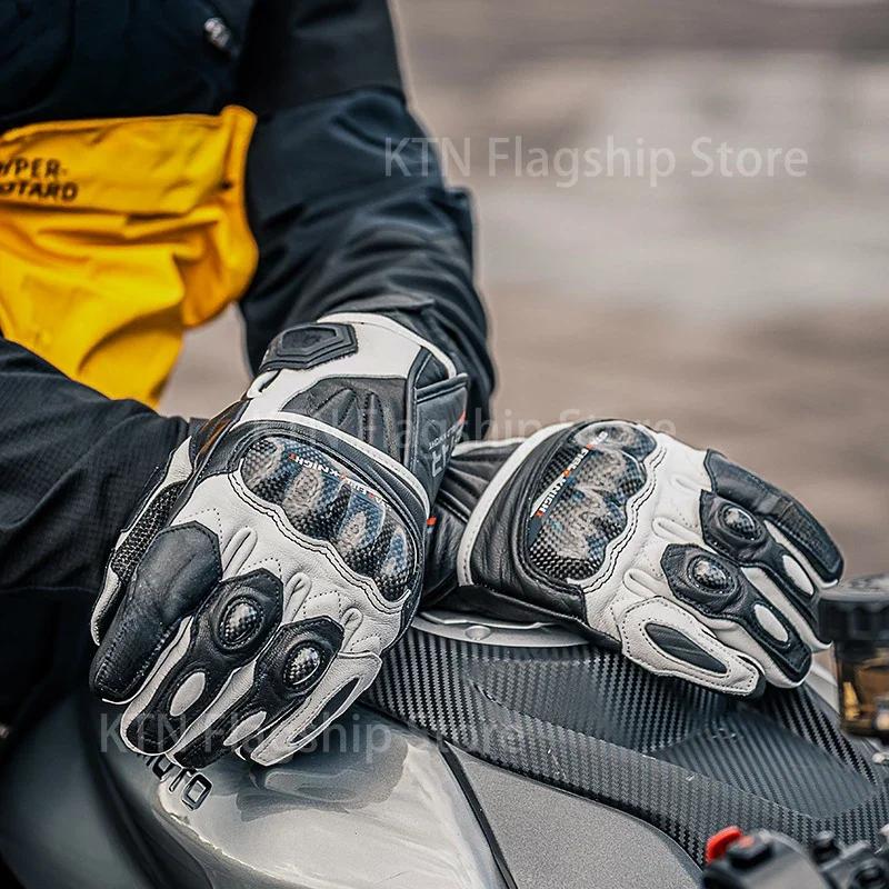 Leather motorcycle Star Rider Men's windproof motorcycle gloves Gloves touch screen long version dirt bike racing