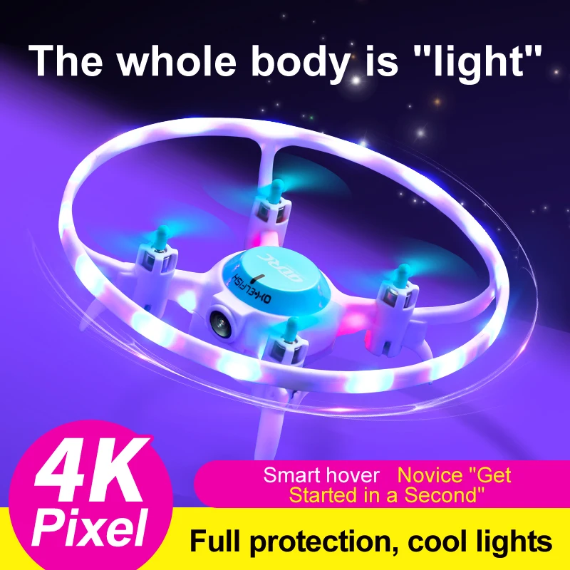 V5 Mini Drone 4K With LED Lights HD Camera 1080P WiFi FPV RC Helicopter Quadcopter Kids Birthday Toys Boy Gift