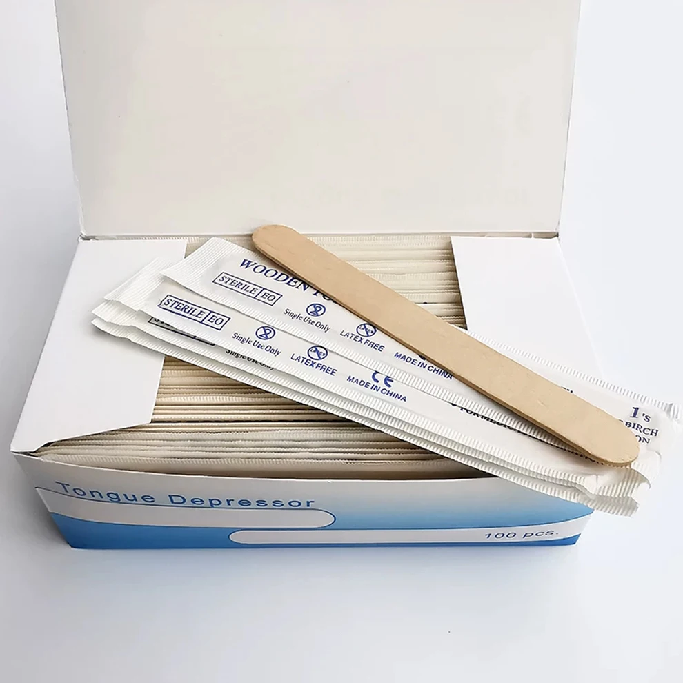 100/200pcs Disposable Tattoo Tongue Depressor Body Waxing Tools Wooden Body Hair Removal Stick Individually Packing