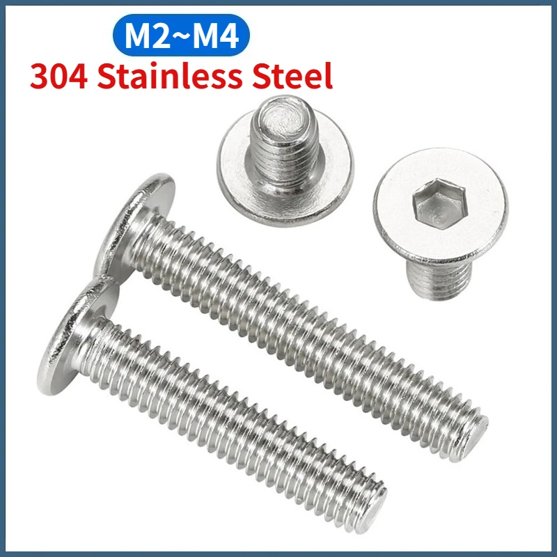 M2 M2.5 M3 M4 A2 304 Stainless Steel Hex Hexagon Socket Ultra Thin Super Low Flat Wafer Head Screw Allen Bolt