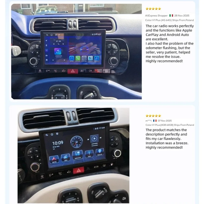 Radio Junsun de 7 Pulgadas con Android 13 para Fiat Panda 3 2012 2013 2014 2015 2016 2017 2018 2019 2020 con Carplay Inalámbrico y Android Auto, 4G, Wifi, GPS, Bluetooth, RDS, SWC 2