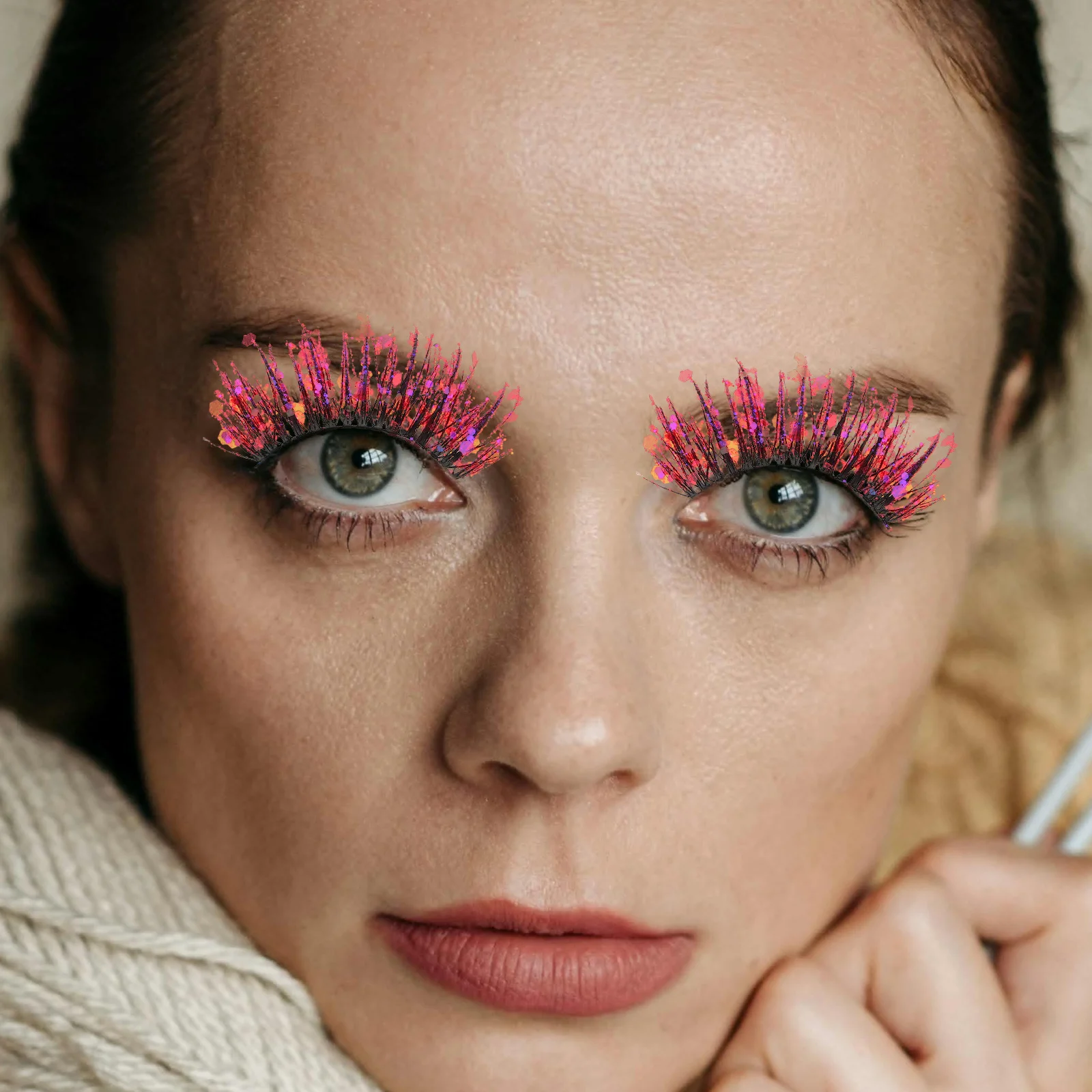 2 paia 3D Glitter Ciglia Finte Strass Colorati Drammatico Sparkle Party Stage Cosplay Trucco Ciglia Colori Trucco Ciglia