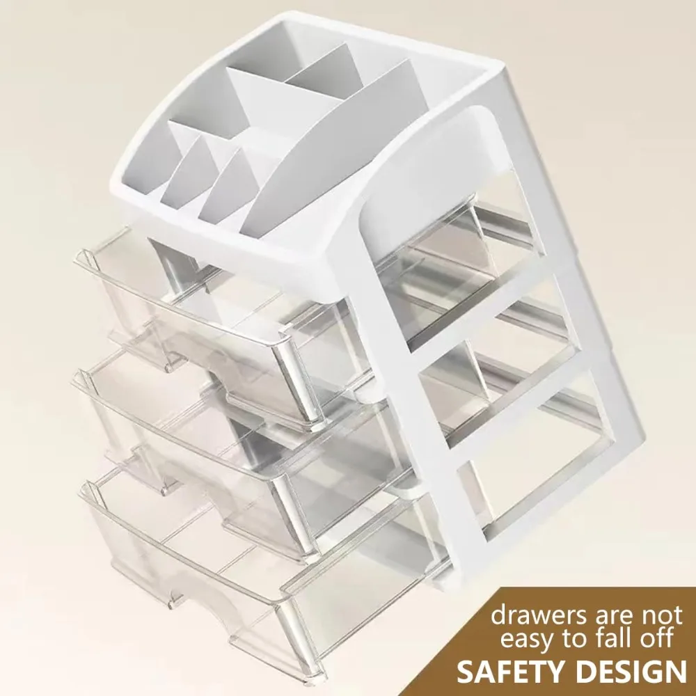 กล่องเก็บของแบบหลายชั้นสำหรับวางบนโต๊ะทำงาน ใช้จัดระเบียบเครื่องสำอาง อุปกรณ์เสริมผม เครื่องเขียน สำหรับใช้ในบ้านและสำนักงาน