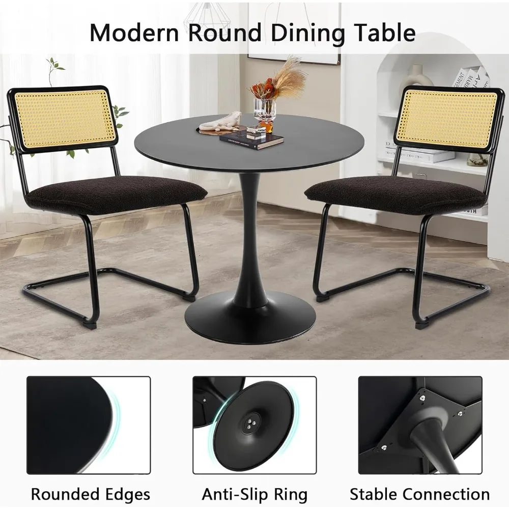 طاولة طعام عصرية بقاعدة سوداء مستديرة 31.5 من منتصف القرن، مناسبة لعدد 1-4 أشخاص #3