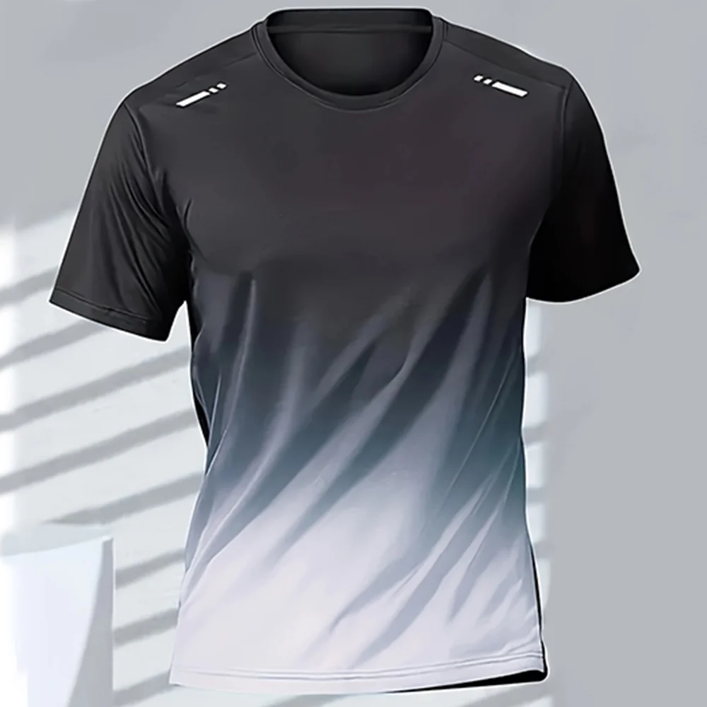 Men's T-Shirts Sports Fitness Basketball Quick-Dry Gradient Running Jersey Short Sleeve Tops Outdoor Sports Training Men Clothes image 3