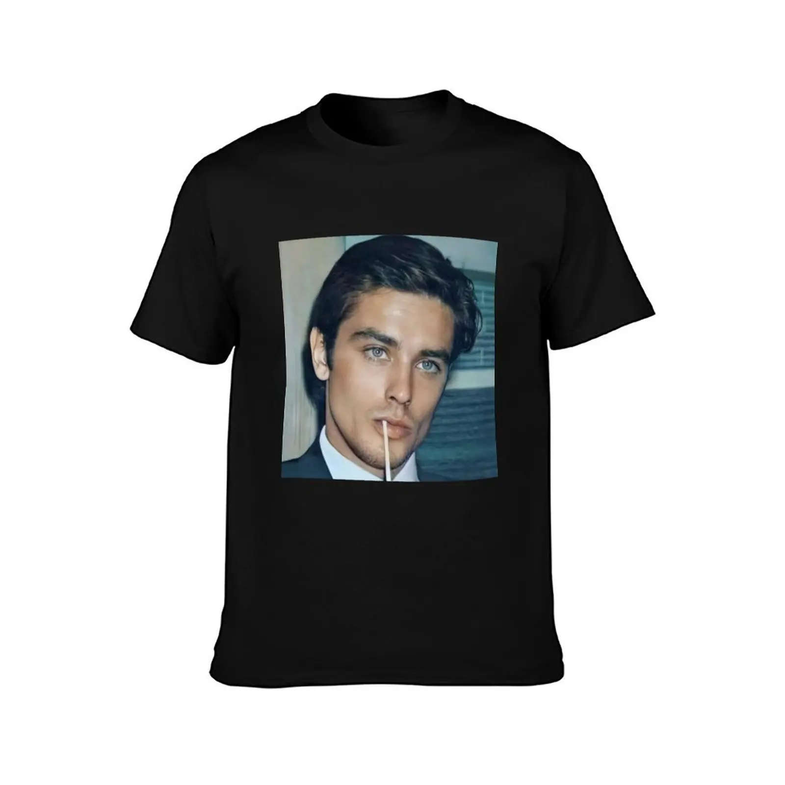 alain delon T-Shirt, Summer Casual Cotton Tee, Oversized Streetwear Tops, Vintage Graphic Print, Loose Fit Short Sleeve
