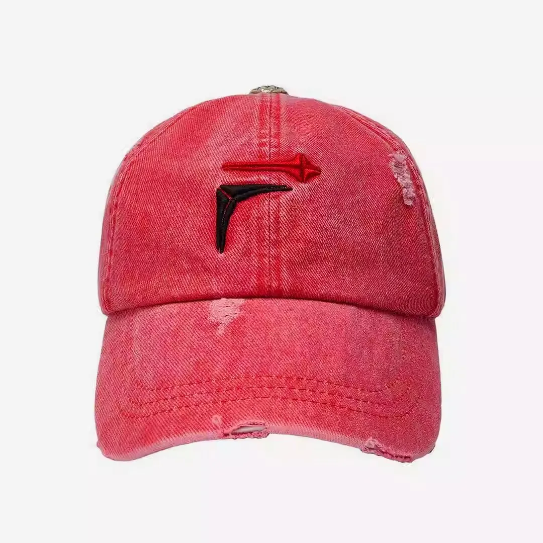 2024 Thug Club Red Washed Old Hat with Rivet Embroidered Duck Tongue Hat Baseball Hat MZ178