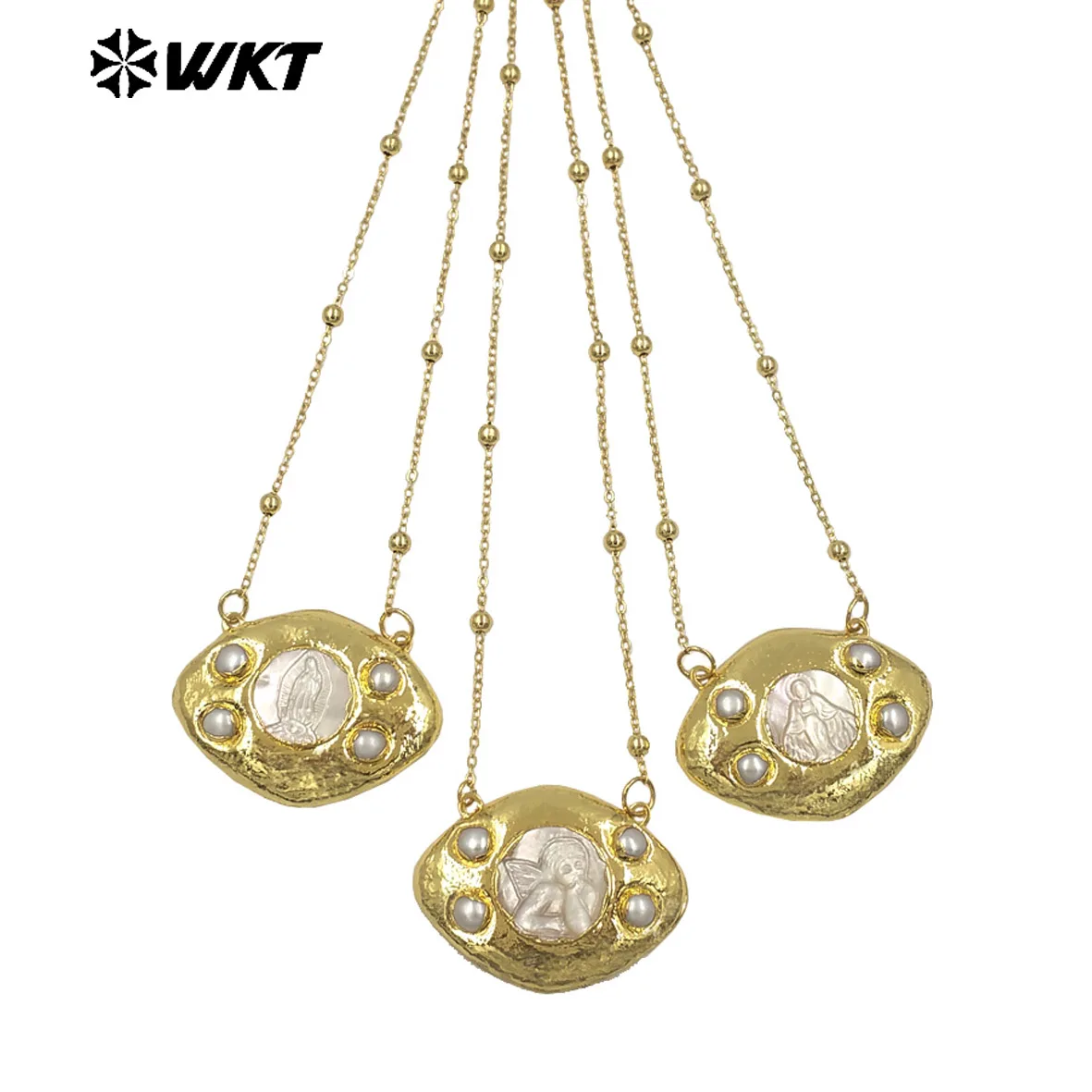 WT-JN391 Cute Unique Natural Shell Nice 18inch Necklace With 18kReal Gold Plated For Women Wedding Jewelry