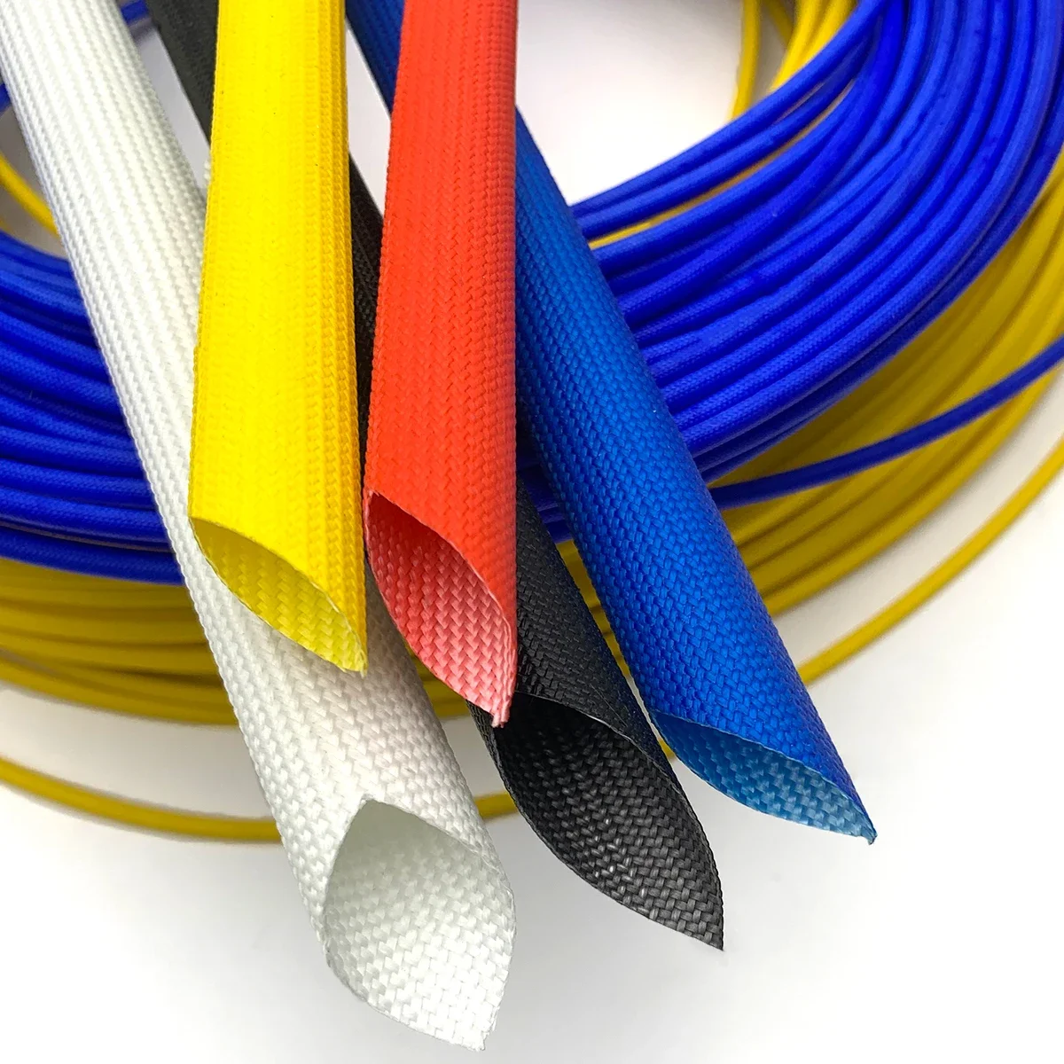 200 ℃ Silicone Resin Glass Fiber Tube ID1-20mm High Temperature Resistant Insulation Flame Retardant Cable Protection Sleeve.