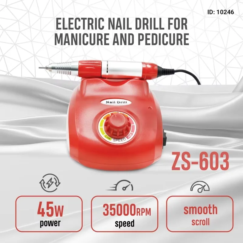 Electric Nail Drill Manicure Pedicure Kit with Diamond Bits Sanding Pads for Acrylic Gel Nails Cuticle Callus Removal Home Salon