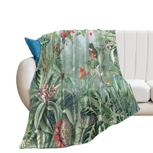 열대 파라다이스 V 스로우 담요, 모피 장식, 털 담요 
