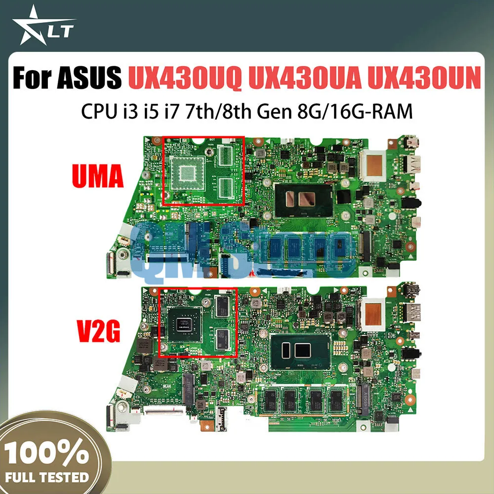 

UX430UQ Notebook For ASUS ZENBOOK 14 UX430UA UX430UN UX430UNR UX430UQK Laotop Mainboard CPU i3 i5 i7 7th 8th Gen 8G 16G RAM