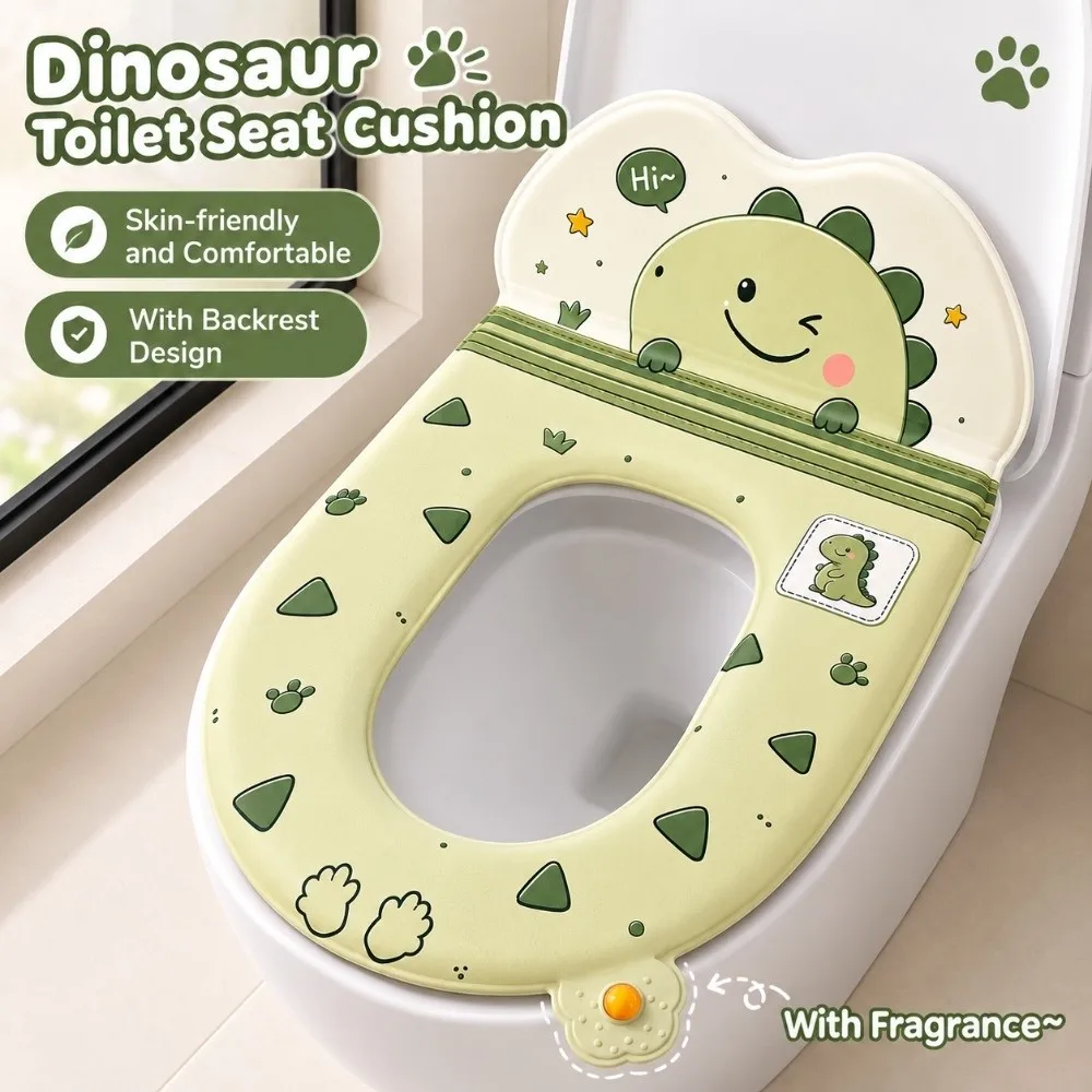 New EVA Toilet Seat Cover Backrest Cartoon Toilet Seat Pad Self-Adhesive Aromatherapy Toilet Lid Cover Household