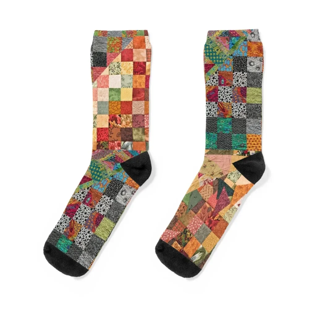 Vintage Geometric Quilt Socks Christmas Stockings compression Socks Woman Men's